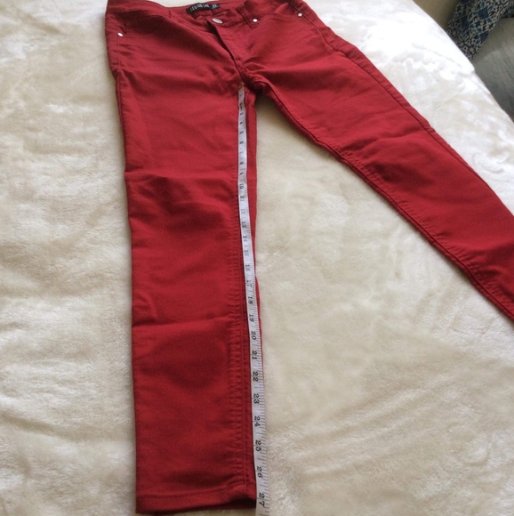 Design Lab Lord & Taylor Red Stretch Jeans straight Cut 26 - Picture 6 of 13